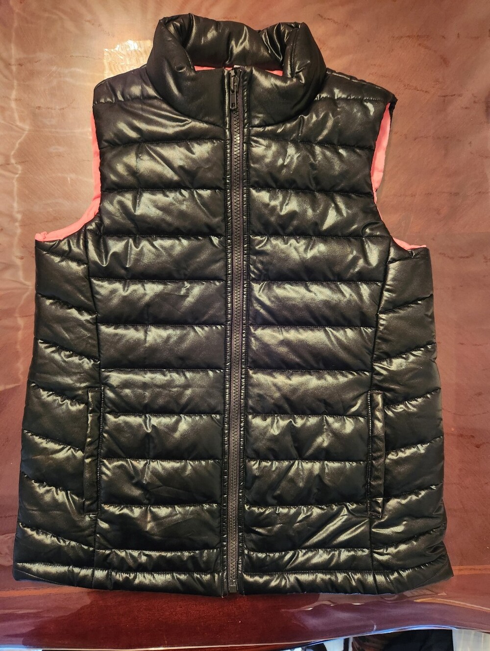 Ideology Girls Quilted Puffer Vest - Black with Pink Accents